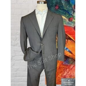 Vtg Ermenegildo Zegna High Performance 42R 36x27 Gray Micro-Check Suit 3/2 Roll